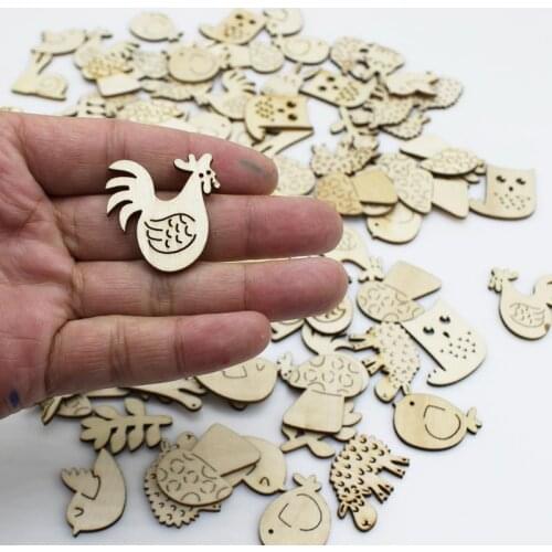 50pcs Wood Small animals Laser Cut Out Natural Wood Pieces Children Handmade Scrapbooking DIY Party Wedding Decoration