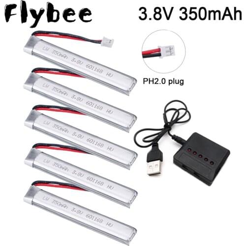 3.8V 350mAh HV battery with charger 4.35V 30C Lipo Battery PH2.0 Plug for 65S UK65 Inductrix UR65 Mobula7 Drone