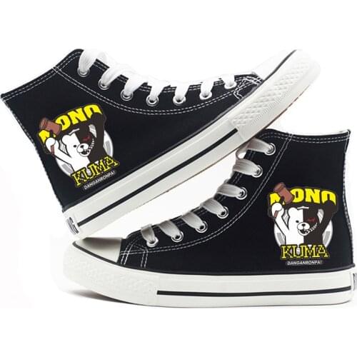 Game Super Danganronpa Monokuma Cosplay Shoes Girls & BOYS Enoshima Junko Sports Casual Canvas Shoes Ankle Boots For Womens Mens