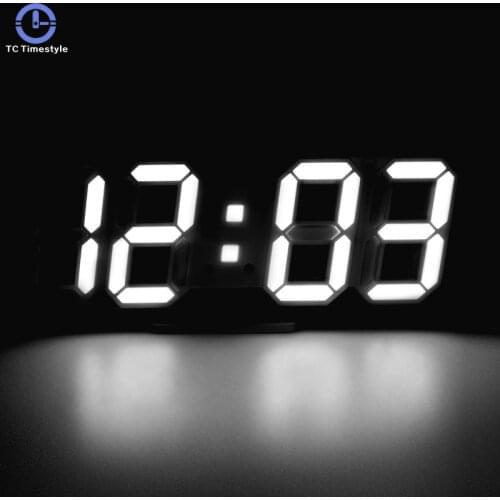 3D LED Digital Wall Clock Display Alarm Clocks Kitchen Office Table Desktop Wall Watch Modern Design 24 Or 12 Hour Display
