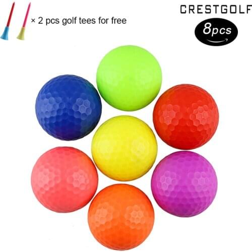 CRESTGOLF 8pcs/pack Golf Balls 2 Layers Golf Practice Balls 8 Colors for Your Choice Golf Accessories