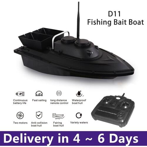 D11 RC Boat Fish Finder Fishing Bait Boat Double Motors 1.5kg Loading 500m Remote Control Fixed Speed With 2 Battery 2 LED Light