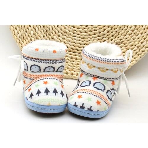 Baby Boots Fashion Prewalker Toddler Infant Newborn Baby Boho Printed Boots Soft Sole Boots First Walker Warm Shoes