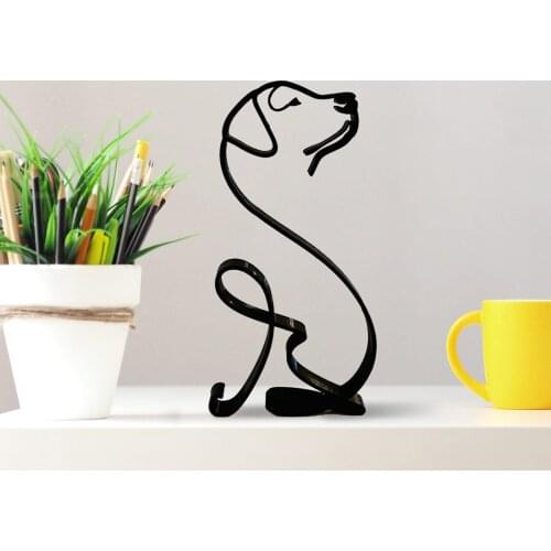 Home Artware Cartoon Dog Hollow Out Figurine Metal Ornament Desktop Decor for Sitting Room Bedroom