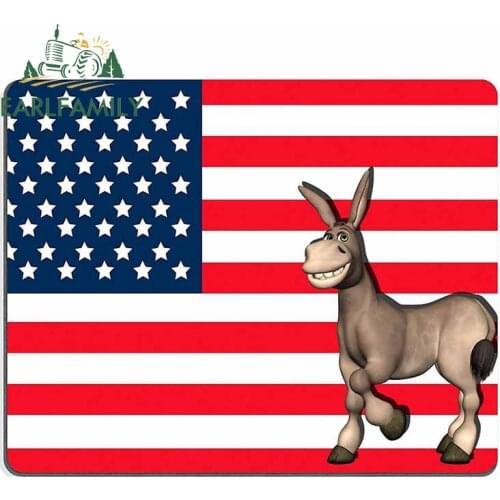 EARLFAMILY 13cm x 10.4cm For American Flag Donkey Laptop Decals Surfboard Car Stickers Waterproof Car Door Protector Decor