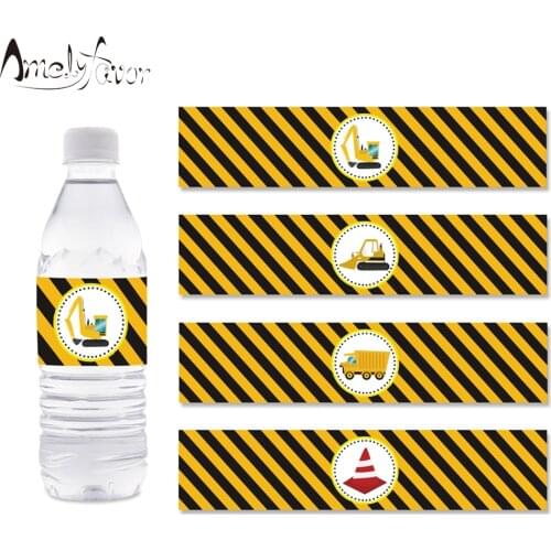 Construction Trucks Theme Bottle Labels Kids Event Birthday Party Decorations Supplies Digger Bottle Wrapper Decorations