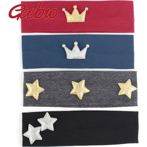 Geebro Baby Girls Crown star Cotton Headbands Summer Soft Stretch Headwear Girls Kids Childs Hairbands Accessories