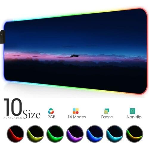 Space Interstellar RGB Mouse Pads Gamer Accessories MousePad LED with Backlit Rubber Mat Gaming Desk Pad for Keyboards Horizon