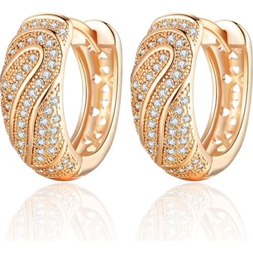 Creative Design CZ Wide Hoop Earrings Paved Cubic Zirconia Gold Small Round Circle Earrings for Women Fine Jewelry Gifts