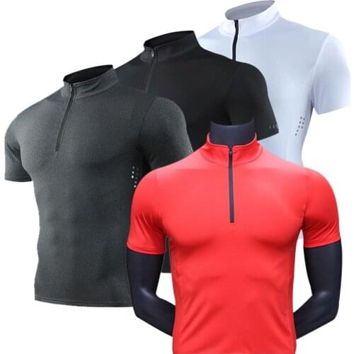 Summer Mens Running Compression T-Shirt Polyester Quick Dry Soccer Shirt Fitness Tight Gym Sport Breathable Short Sleeve Shirt