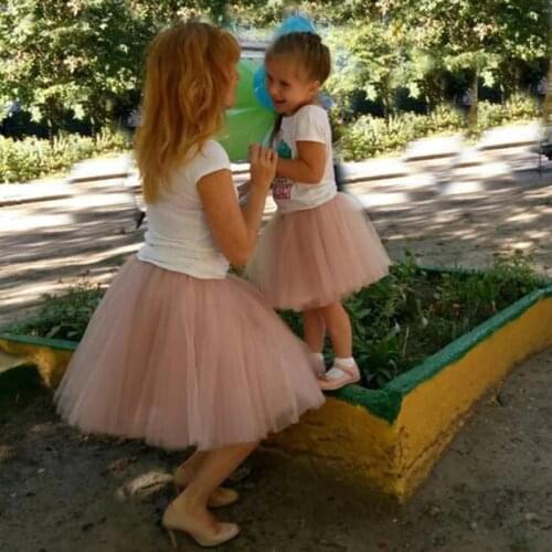 Mother Daughter Two Piece Mesh Tulle Skir Fashion 7 layers Fluffy Tulle Skirts Mom And Daughter Matching Clothes Family