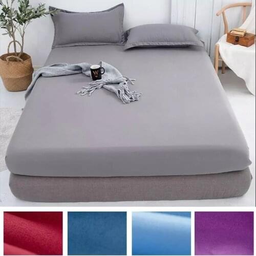 New Product 1pc 100%Polyester Fitted Sheet Mattress Cover Solid Color Four Corners With Elastic Band Bed Sheet