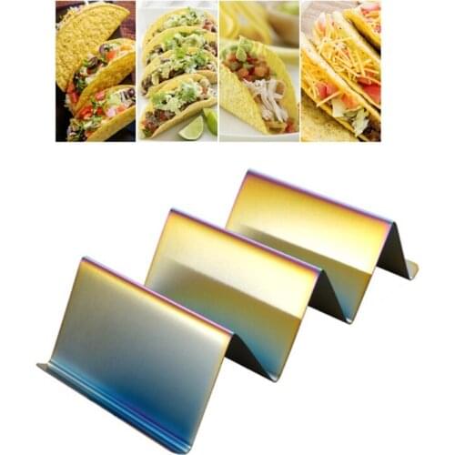 Food Grade Stainless Steel Taco Stand w/ Handle Bowl 2-3 Grids for Kids Adult Taco Holder Taco Rack for Home Restaurant N0PF