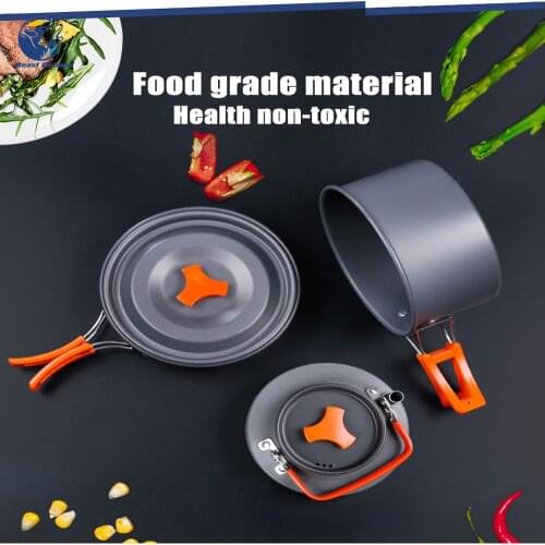 Aluminum alloy outdoor camping cookware tableware outdoor cooking teapot picnic tableware kettle frying pan 3 / set