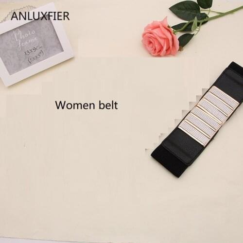 H9873 Fashion Ladies Belt Wide Elastic Waist Seal Women Diamond Decoration High Quality Waistband Female Simple Luxury Girdle