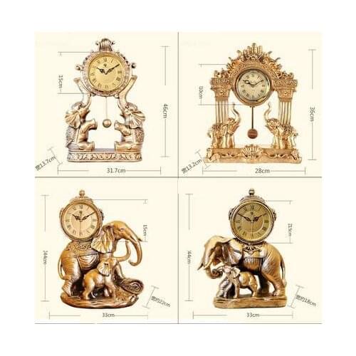RETRO TABLE CLOCK LIVING ROOM CREATIVE DESKTOP ORNAMENTS ELEPHANT CLOCK RETRO LARGE QUARTZ CLOCK DECORATIONS ORNAMENTS WATCHES