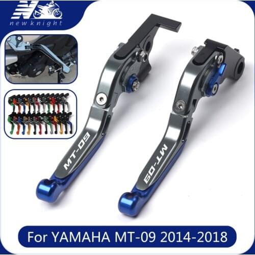 For Yamaha MT-09 2014 2015 2016 2017 2018 Laser logo CNC Motorcycle Accessories Adjustable Folding Extendable Brake Clutch Lever