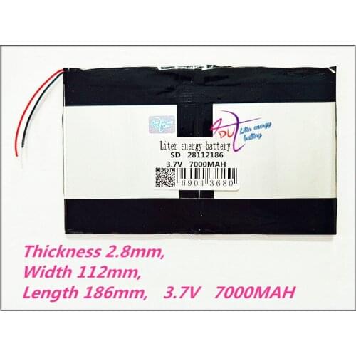 SD 28112186 Tablet battery capacity 2893112*2 3.7V 7000mAh Universal Li-ion battery for tablet pc 9 inch 10inch