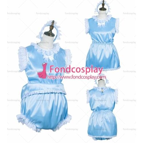 Sissy maid satin Romper lockable Uniform cosplay costume Tailor-made[G3768]