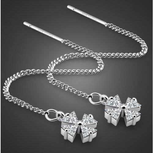 New Fashion dazzling zircon tassel earrings 100% solid 925 sterling silver women jewelry star earrings wedding Christmas gifts