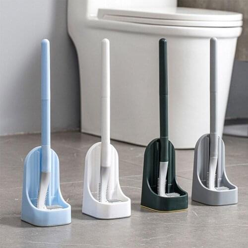 Golf Silicone Toilet Brushes With Holder Set TPR Efficient Clean Long Handled Toilet Cleaning Brush Cleaner Bathroom Accessories