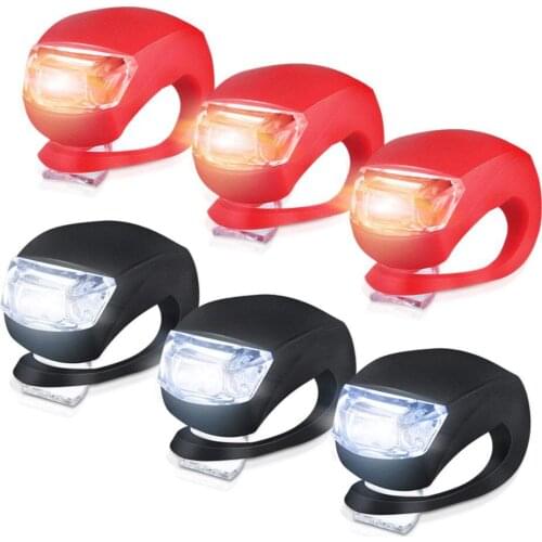 Silicone Light Bike Lamp, 6 pcs LED Bike Light Set (3x LED White & 3x LED red light) Flashlight Flashlight for Mountainbikes C