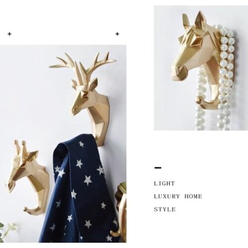 Resin Animal Head Hook Hanger Rack Holder Wall Mount Home Room Decor Coat Hat Key Hook HR