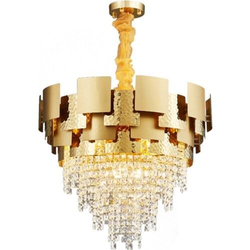 Modern Luxury Pendant Lamps Round Gold Metal Crystal Chandelier Light For Bedroom Living Room Home Art Pendant Light PA0624