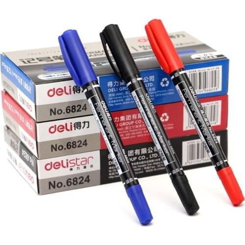 Special Offer DELI 6824 Twice Marker Pen Childrens Painting Fine Line Pen Oil Marker Pen