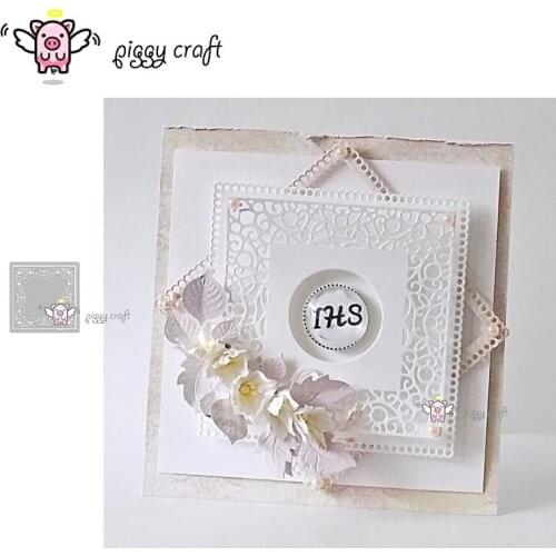 Piggy Craft metal cutting dies cut die mold 2Pcs Lace square frame Scrapbook paper craft album card punch knife art cutter die