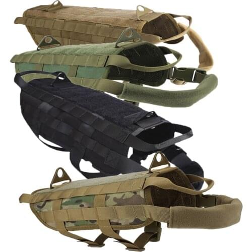 Tactical Military Breathable Dog Clothes Harness Adjustable Training Hunting K9 Molle Dog Vest Harness Service Dog Accessories