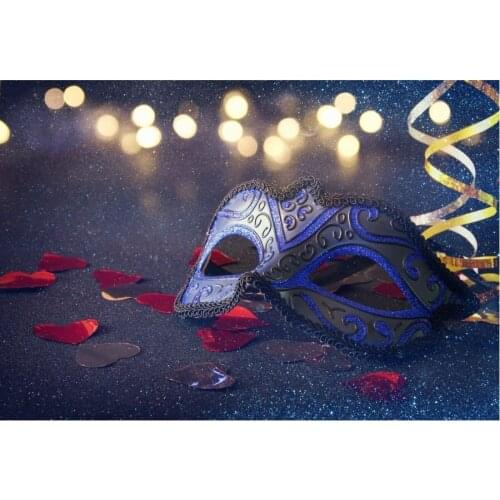 Navy Blue Mask Backdrop Party Photography Background Holiday Celebration Photo Booth Studio Decor