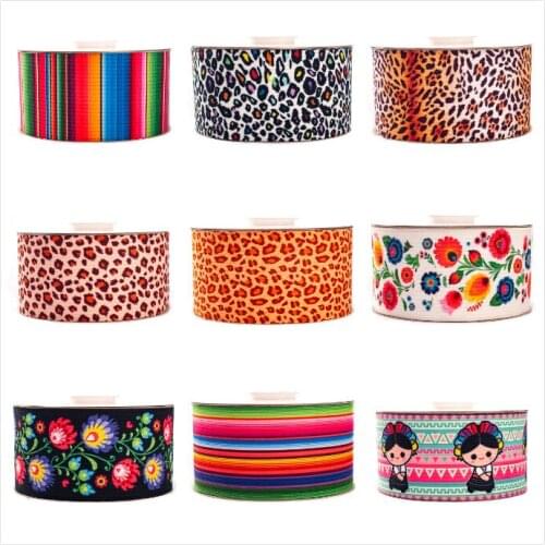 2 yards 3" Corduroy Ribbon Heat Transfer Leopard Grain Mexico Printed for DIY Bow Craft Gifts Wrapping Supplies