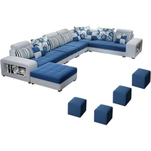 High Quality Living Room Sofa Set Home Furniture Modern Design Cotton Fabric Frame Soft Sponge U Shape Home Furniture