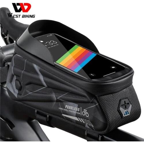 WEST BIKING 7.0 Inch Bicycle Bag Sensitive Touch Screen Waterproof Phone Bag Reflective MTB Road Bike Front Frame Cycling Bag
