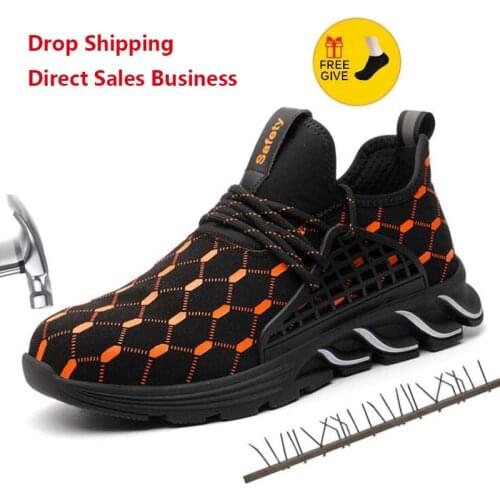 XPUHGM Men Women Work Safety Shoes Breathable Air Mesh Work Boots Steel Toe Cap Anti-Smashing Construction Safety Work Sneakers