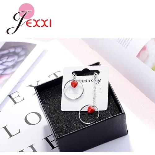 Sweet Romantic Heart Shape Earrings Sister Daughter Birthday Gift Women Dance Party Jewelry 925 Sterling Silver CZ