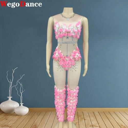 Silver Rhinestone Gold Sequin Leaves Spandex Jumpsuit Birthday Prom Leggings Outfit Women Dancer Celebrate Wear