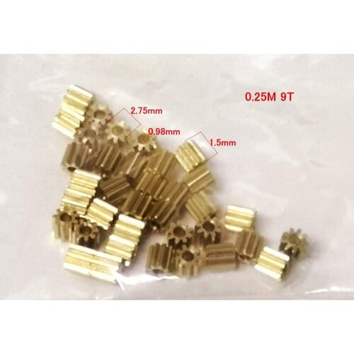 0.25M 9T 9 teeth Machinery Small gear Metal Copper hole 1mm Tight fit
