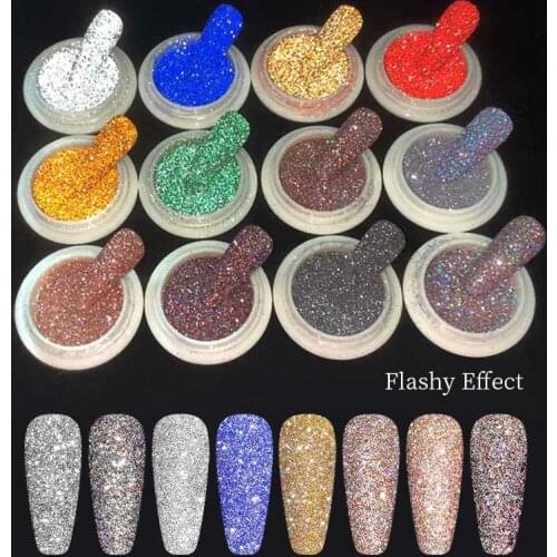 1Box Sea Salt Nail Powder Holographics Reflective Nail Glitter Sparkly Chrome Pigment Dust Gel Nail Polish Manicures Decorations