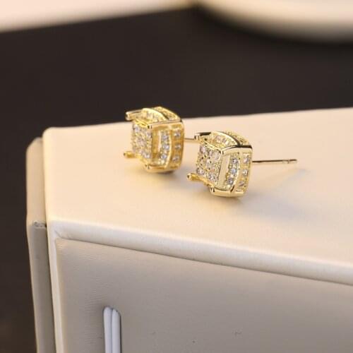 14K Gold Real Mini Diamond Stud Earrings Kolczyki Brincos Women Perola Bizuteria Boucle Aros Mujer Oreja Orecchini Stud Earring