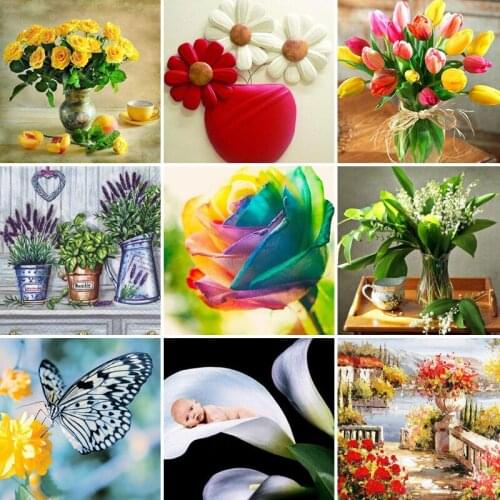 45/55/65 5D DIY Diamond Painting Flower Vase Cross Stitch Kit Mosaic Diamond Embroidery tulip Full Square Drill Home Decoration
