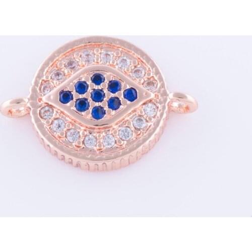 Supplies For Jewelry 5pcs Evil Eye Charms For Bracelet Jewelry Making Diy Copper Micro Pave Czech Connector Charms Wholesale