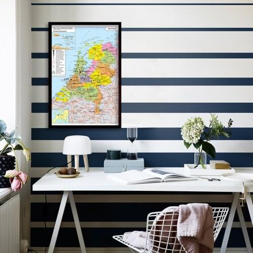 60*90 cm The Netherlands Political and Traffic Map In French Wall Art Poster Canvas Painting Home Decoration School Supplies