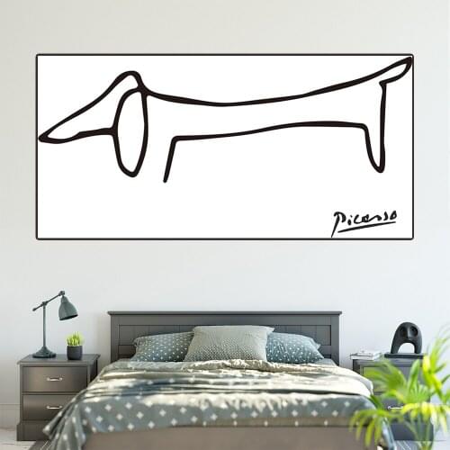 Black White Abstract Canvas Poster Wall Art Minimalist Dog Print Painting Nordic Decoration Wall Picture for Living Room Unframe