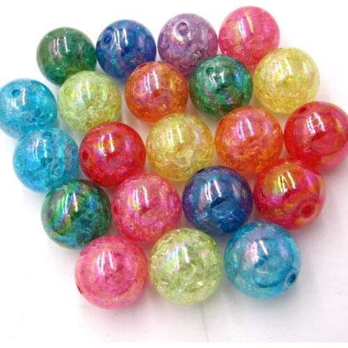 Mix Color AB Effect Acrylic Transparent Crack Beads DIY Chunky Perforated Beads Accessories For Kids Necklace Jewelry Making