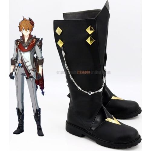 Genshin Impact Tartaglia Ajax Anime Characters Shoe Cosplay Shoes Boots Party Costume Prop