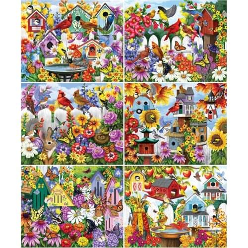 AZQSD Oil Painting By Number Animal Handpainted Modern Wall Paint By Numbers Flower Bird Handmade Room Decoration