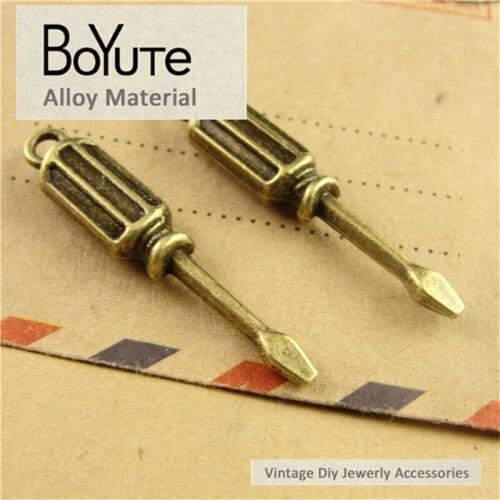 BoYuTe (60 Pieces/Lot) 6*11MM Antique Bronze Plated Zinc Alloy Materials Screw Driver Diy Charms for Jewelry Making