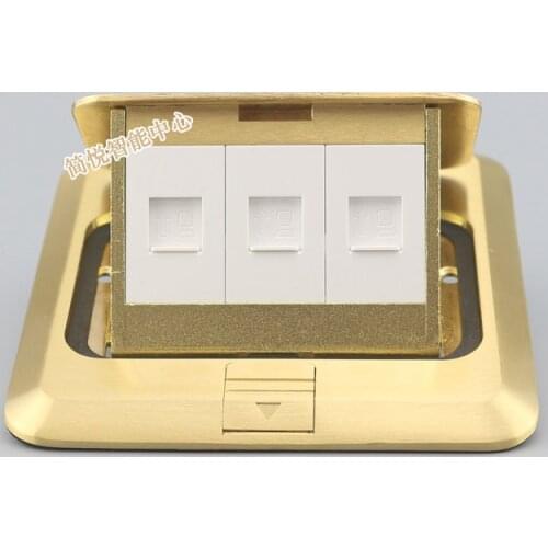 Bronze Pop-up Three Ports RJ45 Cat6 Network LAN Floor Panel Ground Outlet Socket Receptacle